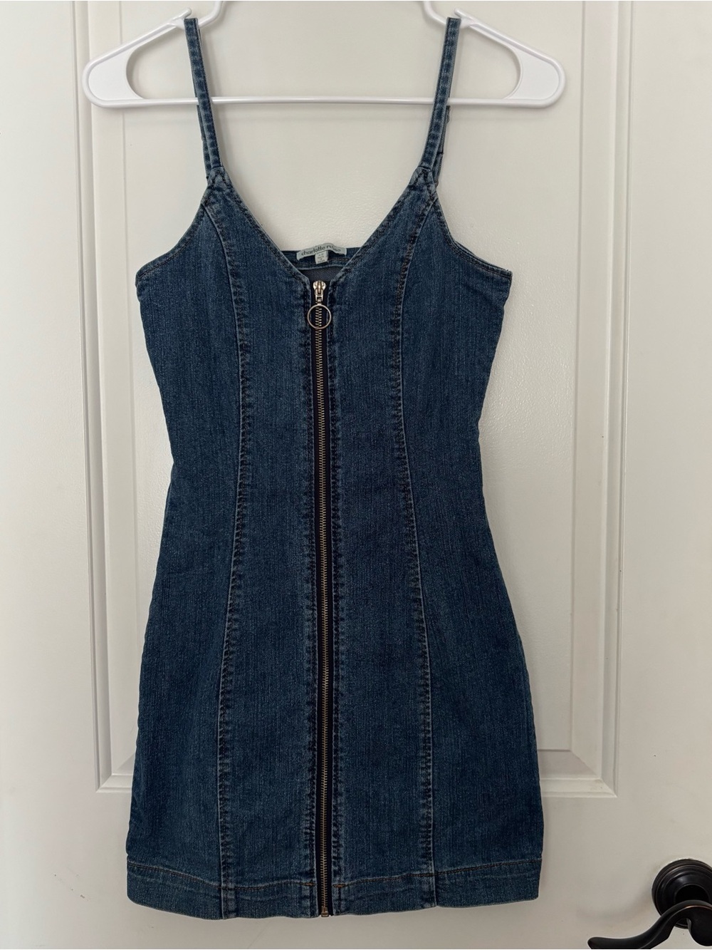 Charlotte Russe denim dress XS vintage Y2K full zip spaghetti strap
